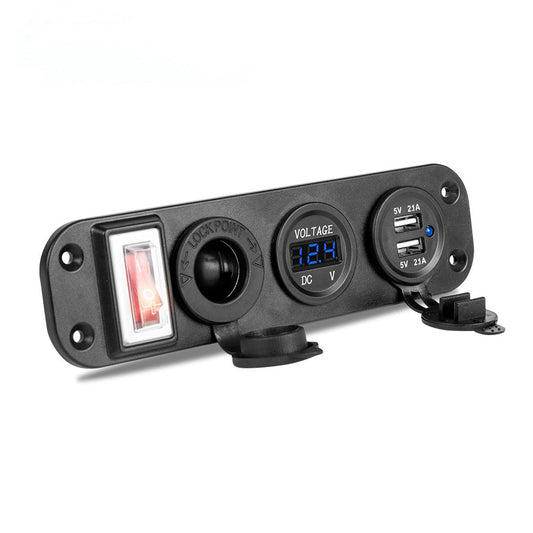 HKM-829075 Three-Port Car Mobile Phone Charger, 12-30V Input, 5V USB Output, 4200mA Current, Model YD-YY-TU-KG