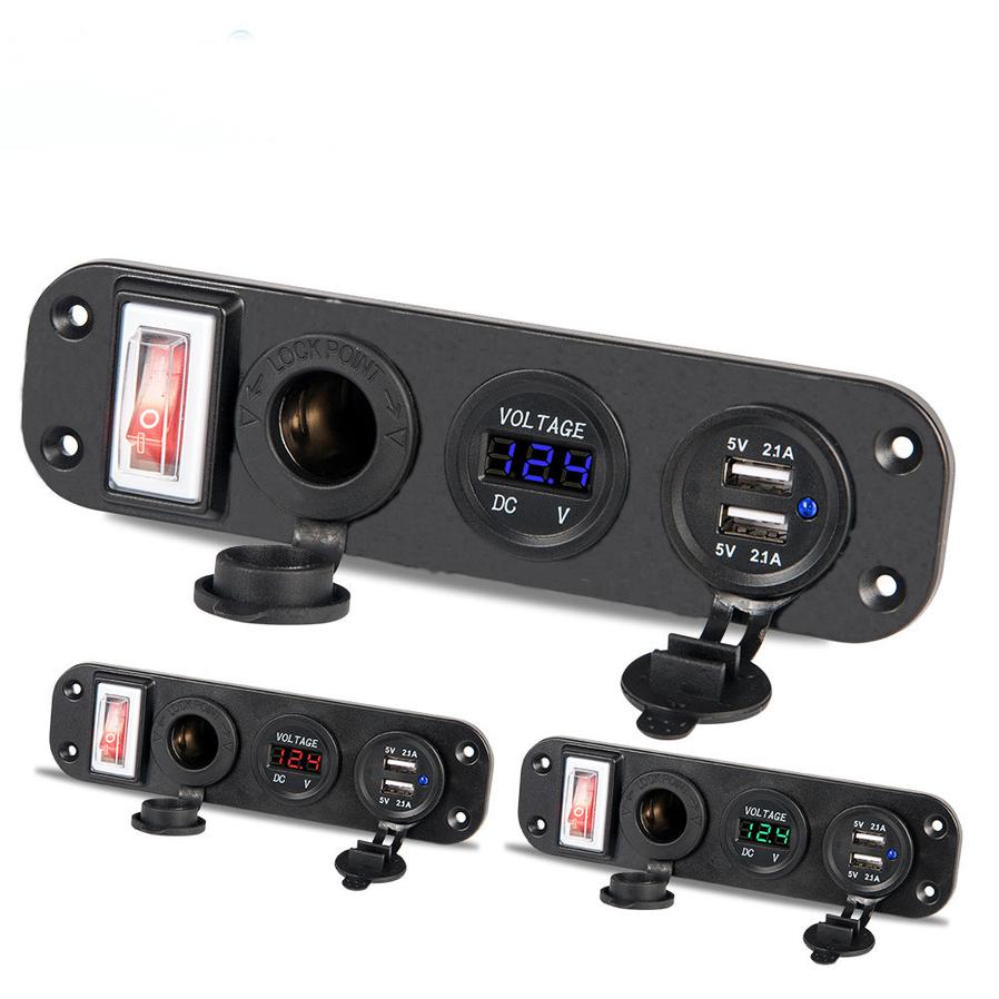 HKM-829075 Three-Port Car Mobile Phone Charger, 12-30V Input, 5V USB Output, 4200mA Current, Model YD-YY-TU-KG