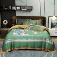 HKM-829203 Tencel Four-Piece Bedding Set with Floral Embroidery for 1.8m Beds