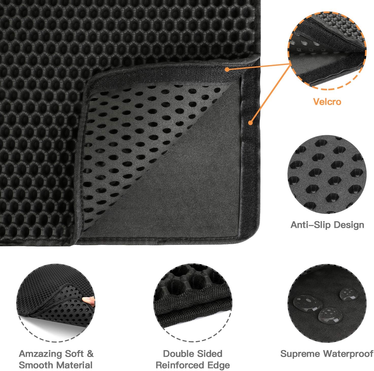 HKM-8292797 Cat Litter Trapping Mat with Honeycomb Double Layer Design, Waterproof and Washable for Easy Cleanup