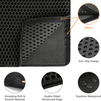HKM-8292797 Cat Litter Trapping Mat with Honeycomb Double Layer Design, Waterproof and Washable for Easy Cleanup