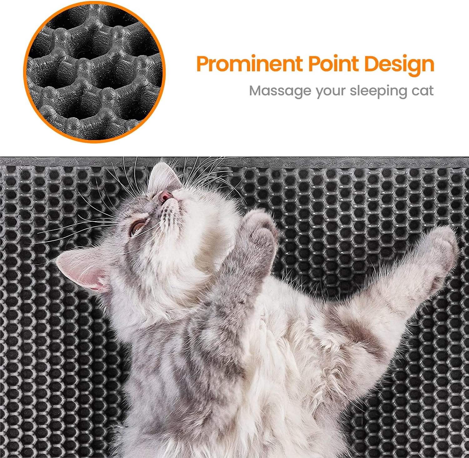 HKM-8292797 Cat Litter Trapping Mat with Honeycomb Double Layer Design, Waterproof and Washable for Easy Cleanup