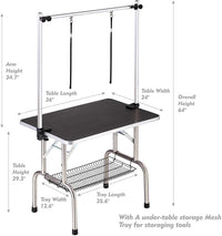 HKM-8293181 Adjustable Heavy Duty Dog Grooming Table with Non-Slip Surface and Folding Design, 36 x 23.8 Inches