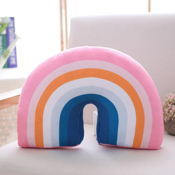 HKM-829331 Rainbow Plush Pillow Cushion for Children's Room – Soft PP Cotton Filling, 35cm Height, Available in Pink and Red