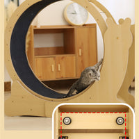 HKM-8294589 Silent Cat Exercise Wheel for Indoor Play - Wooden Build, M & L Sizes Available