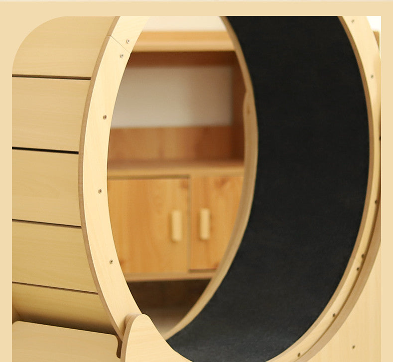 HKM-8294589 Silent Cat Exercise Wheel for Indoor Play - Wooden Build, M & L Sizes Available