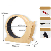 HKM-8294589 Silent Cat Exercise Wheel for Indoor Play - Wooden Build, M & L Sizes Available