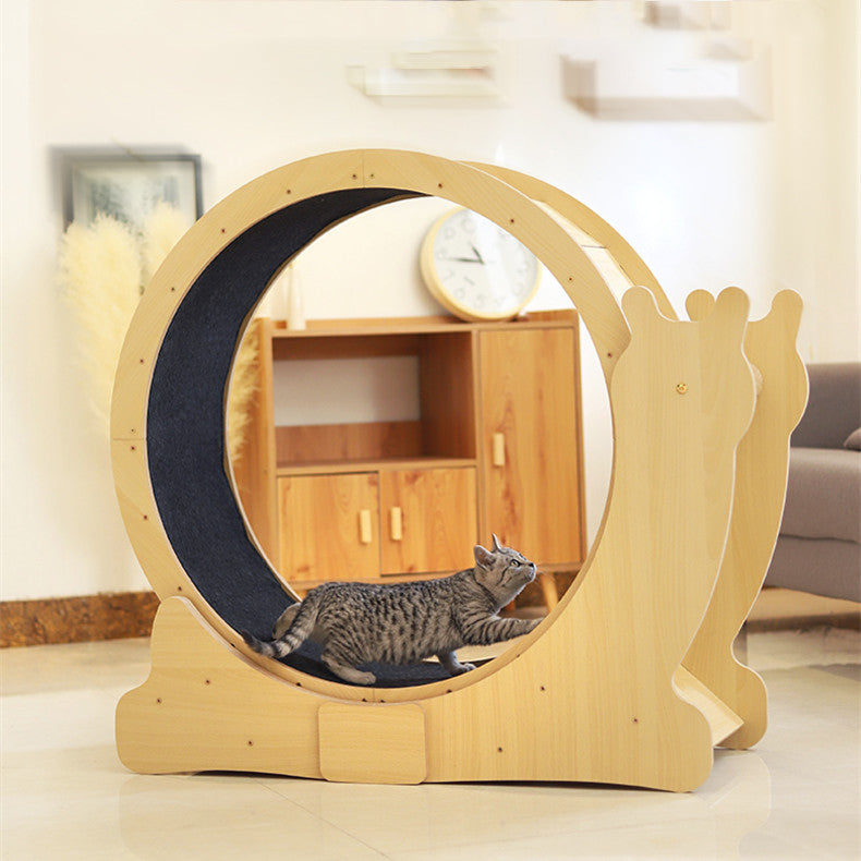 HKM-8294589 Silent Cat Exercise Wheel for Indoor Play - Wooden Build, M & L Sizes Available