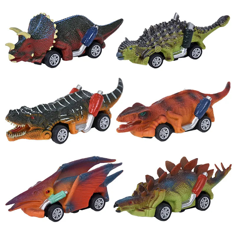 HKM-829459 Dinosaur Pull Back Toy Car - Mini Realistic Dino Inertial Vehicle for Kids