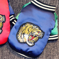 HKM-8295741 Casual Cotton Tiger Head and Legs Pet Outfit in Blue and Red