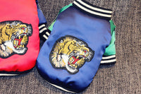 HKM-8295741 Casual Cotton Tiger Head and Legs Pet Outfit in Blue and Red