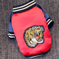 HKM-8295741 Casual Cotton Tiger Head and Legs Pet Outfit in Blue and Red