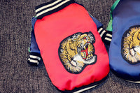 HKM-8295741 Casual Cotton Tiger Head and Legs Pet Outfit in Blue and Red