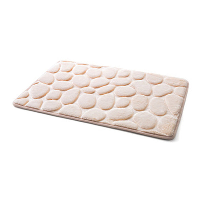 HKM-829587 3D Cobblestone Non-slip Bathroom and Kitchen Floor Mat - Soft PVC, Available in Khaki, Red, Gray, and Purple