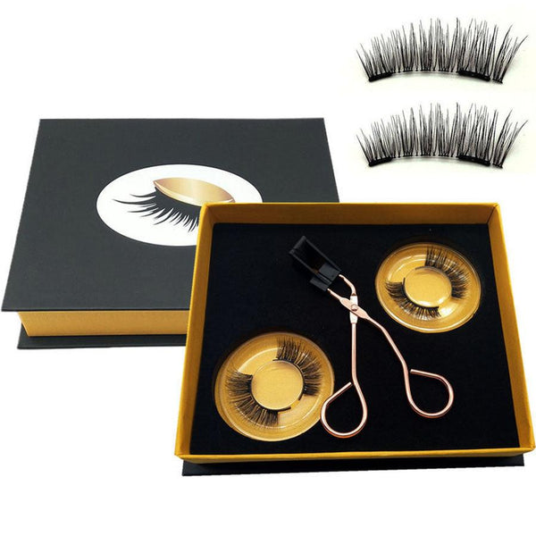 HKM-829587 Magnetic False Eyelash Set with Tweezers - No Glue Needed, Natural and Thick Options