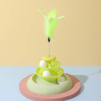 HKM-8296125 Cat Turntable Toy for Stress Relief - Available in Colorful Options with or without Feathers
