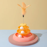 HKM-8296125 Cat Turntable Toy for Stress Relief - Available in Colorful Options with or without Feathers