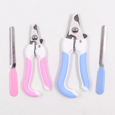 HKM-8296893 Stainless Steel Pet Nail Clippers with Rubber Handle in Blue and Pink