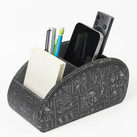 HKM-829715 Five-Compartment PU Leather Remote Control Holder for Organising and Desk Storage