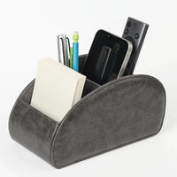 HKM-829715 Five-Compartment PU Leather Remote Control Holder for Organising and Desk Storage