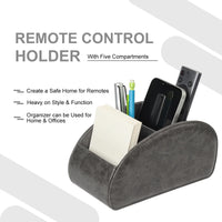 HKM-829715 Five-Compartment PU Leather Remote Control Holder for Organising and Desk Storage