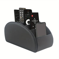 HKM-829715 Five-Compartment PU Leather Remote Control Holder for Organising and Desk Storage