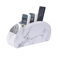 HKM-829715 Five-Compartment PU Leather Remote Control Holder for Organising and Desk Storage