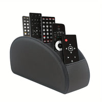 HKM-829715 Five-Compartment PU Leather Remote Control Holder for Organising and Desk Storage