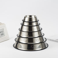 HKM-8297277 Stainless Steel Dog Bowl with Footprint Design - Available in Various Sizes (15cm to 34cm)