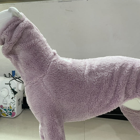 HKM-8297661 Reversible High Collar Fleece Dog Jacket in Solid Yellow or Purple