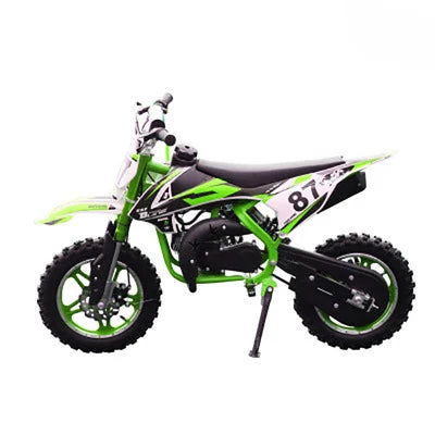 HKM-829779 49cc Kids Mini Dirt Bike with 10 Inch Wheels - Manual Ignition, Front & Back Disc Brakes, 40KM/H Speed