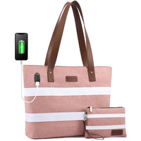 HKM-829907 Lightweight Oxford Casual School Bag for 15.6-inch Laptop, 2-piece Set Tote and Handbag for Work and School
