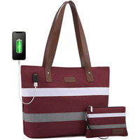 HKM-829907 Lightweight Oxford Casual School Bag for 15.6-inch Laptop, 2-piece Set Tote and Handbag for Work and School