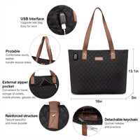 HKM-829907 Lightweight Oxford Casual School Bag for 15.6-inch Laptop, 2-piece Set Tote and Handbag for Work and School