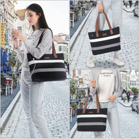 HKM-829907 Lightweight Oxford Casual School Bag for 15.6-inch Laptop, 2-piece Set Tote and Handbag for Work and School