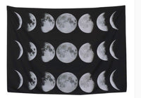 HKM-829907 Starry Universe Moon Hanging Decor - Ethnic Style Polyester Tapestry, Eclipse Design, 130x150cm & 148x200cm Sizes