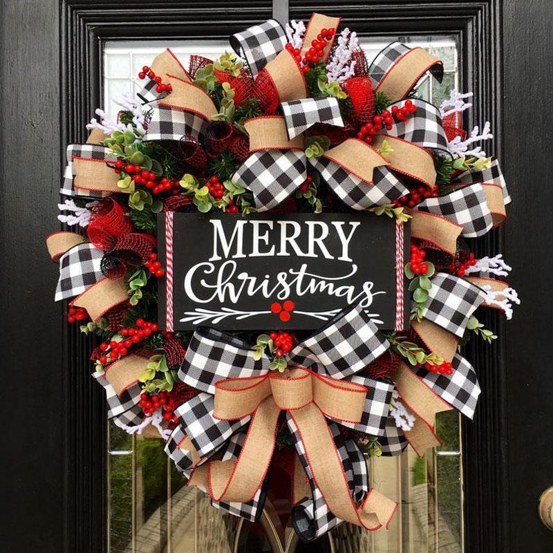 HKM-829971 Christmas Decorative Bow Garland - Cloth Craft in 25cm & 38cm Sizes