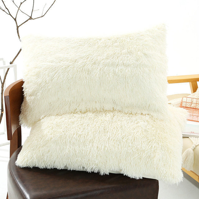 HKM-830035 Winter Warm Fluffy Long Plush and Velvet Pillow Case - 50x70cm Options Available