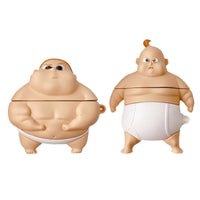 HKM-830099 Cute Fat Man Earphone Cover Compatible with iPhone Models - PVC Charging Case with Hook