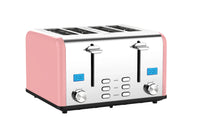 HKM-830099 Smart 4-Slice Retro Stainless Steel Toaster with Custom LCD Display for Perfectly Toasted Bread