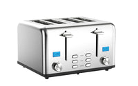 HKM-830099 Smart 4-Slice Retro Stainless Steel Toaster with Custom LCD Display for Perfectly Toasted Bread