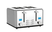 HKM-830099 Smart 4-Slice Retro Stainless Steel Toaster with Custom LCD Display for Perfectly Toasted Bread
