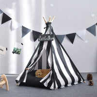 HKM-8301117 Detachable Pet Tent in Black and White Stripes ¨C Cotton Canvas for Small and Large Pets