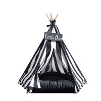 HKM-8301117 Detachable Pet Tent in Black and White Stripes ¨C Cotton Canvas for Small and Large Pets