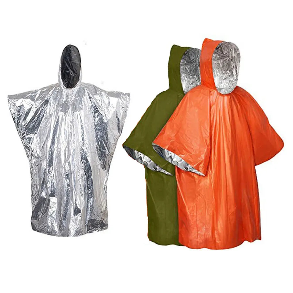 HKM-830227 Waterproof Outdoor Survival Poncho - Lightweight Multisport Rain Gear for Hiking and Emergencies