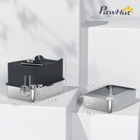HKM-8302525 Extra Large Enclosed Stainless Steel Cat Litter Box with Scoop and Non-Slip Pads - Top Entry Design, Black
