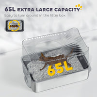 HKM-8302525 Extra Large Enclosed Stainless Steel Cat Litter Box with Scoop and Non-Slip Pads - Top Entry Design, Black