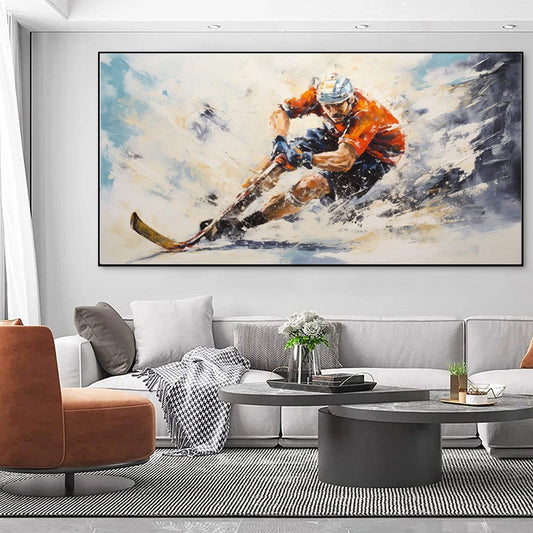 HKM-830291 Handmade Oil Painting of Sports Themes on Canvas - Unique Wall Art for Living Room and Home Decor
