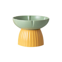 HKM-8303037 Cat Feeding Bowl in Candy Colors - Pink and Green Ceramic Design
