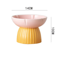 HKM-8303037 Cat Feeding Bowl in Candy Colors - Pink and Green Ceramic Design